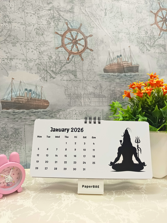 Mahadev Ji - 2026 Monochrome Desk Calendar