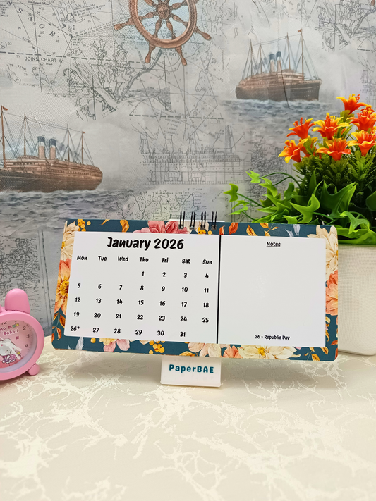 Floral Pastels - 2026 Desk Calendar with Space for Notes