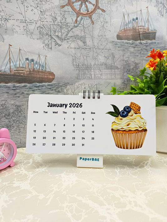 Dreamy Cupcakes - 2026 Desk Calendar with a different image for every month