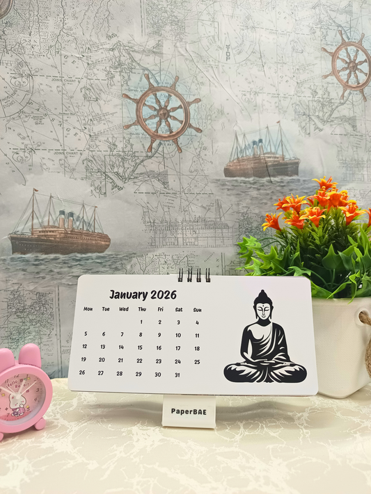 Gautam Buddha Ji - 2026 Monochrome Desk Calendar