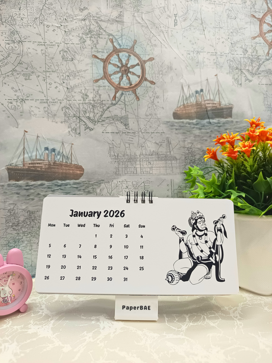 Hanuman Ji - 2026 Monochrome Desk Calendar