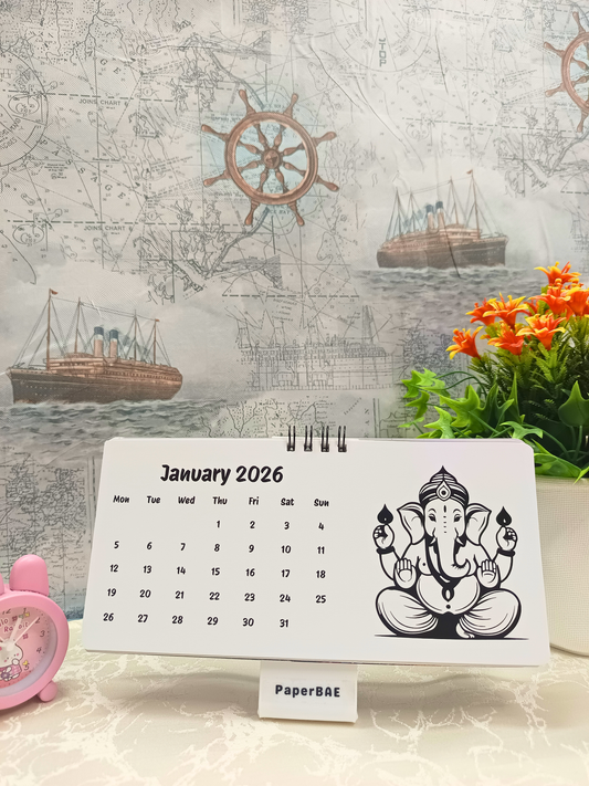 Ganesh Ji - 2026 Monochrome Desk Calendar