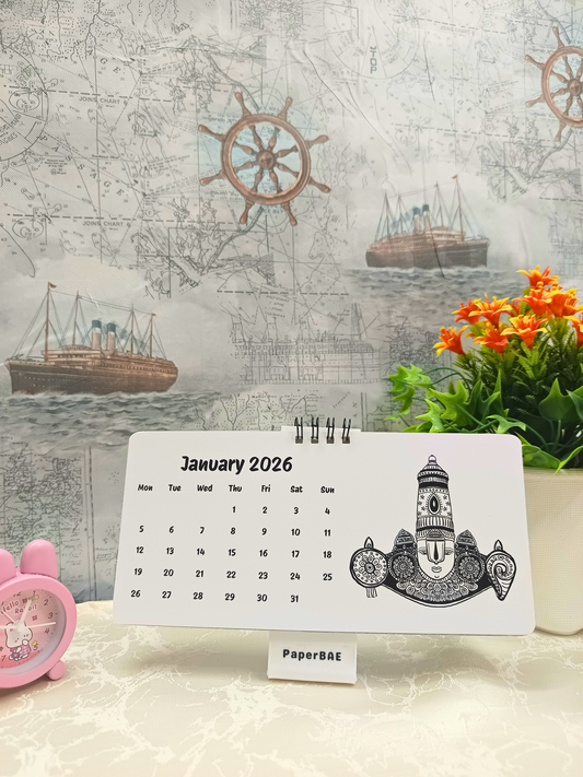 Sri Venkateshwara - 2026 Monochrome Desk Calendar